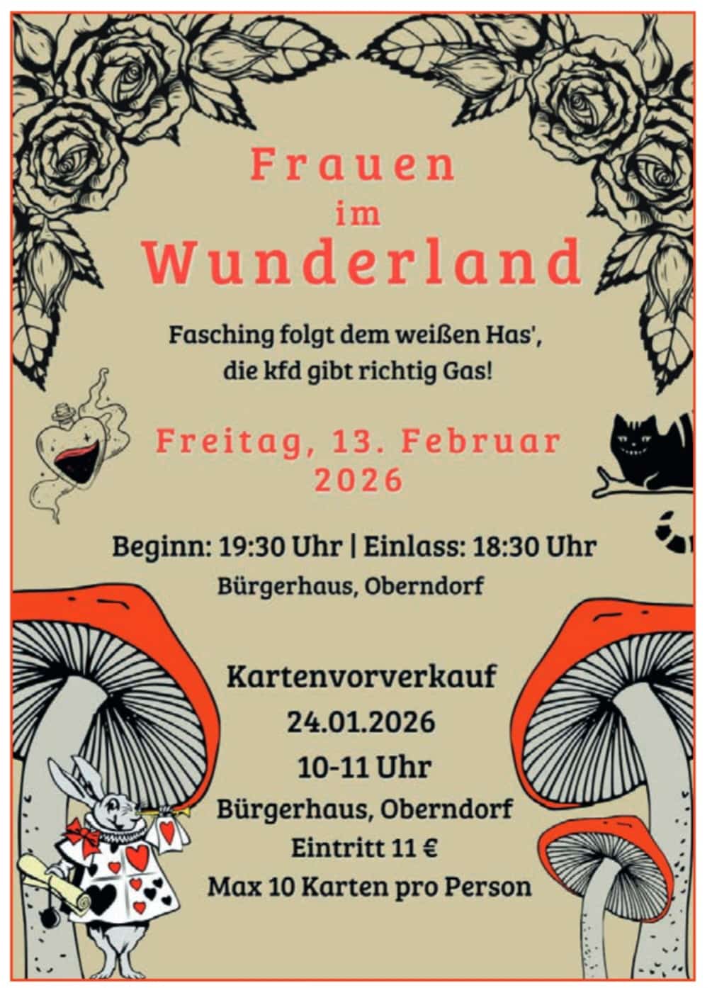 Frauenfasching am 13. Februar im Bürgerhaus Oberndorf, Jossgrund