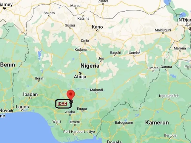 Landkarte von Nigeria mit Markierung an der Stadt IDAH