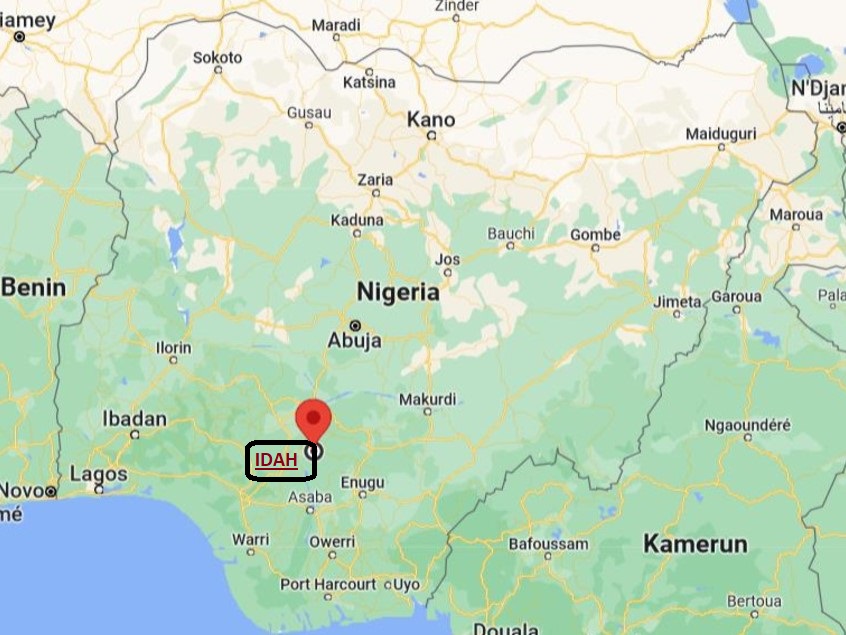 Landkarte von Nigeria mit Markierung an der Stadt IDAH