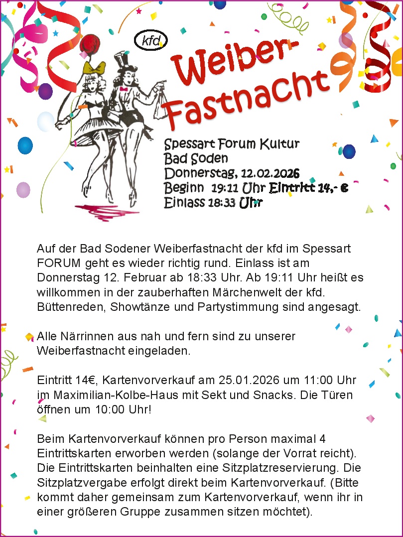 Frauenfastnacht am 12. Februar in Bad Soden