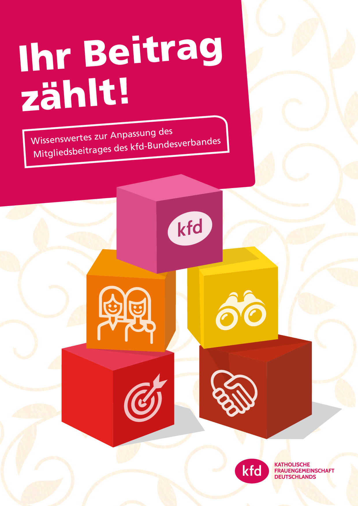 Broschüre über Mitgliedsbeitrag der kfd